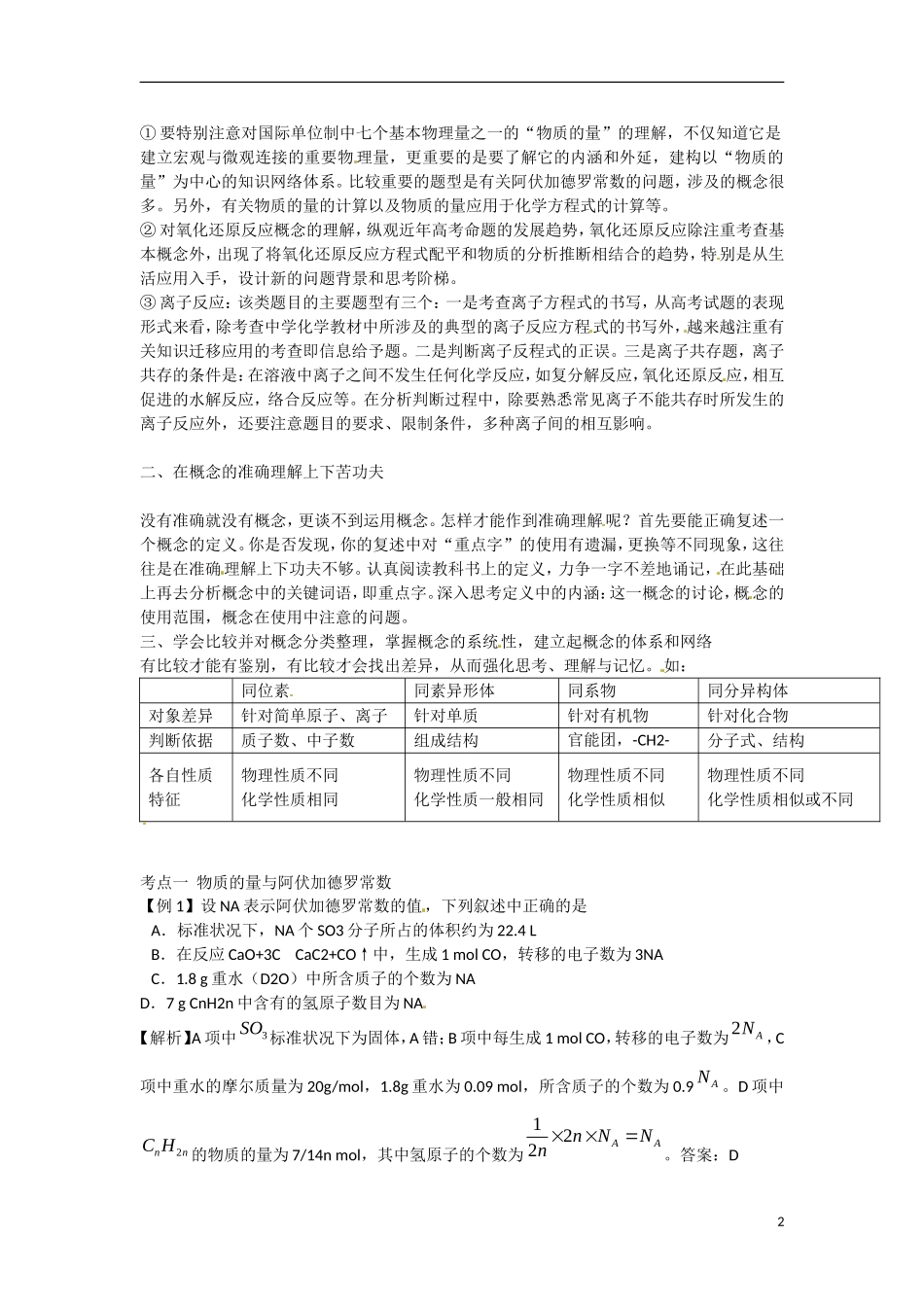 浙江省温州中学高三化学二轮复习 化学基本概念专题教案_第2页
