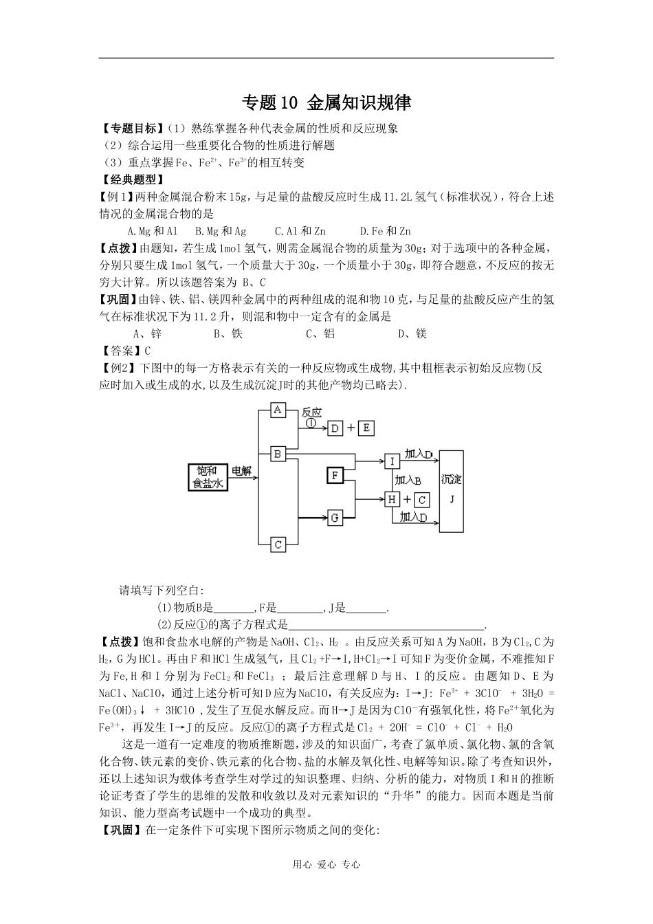 2009高三化学第二轮专题复习精美教案10 金属知识规律_第1页