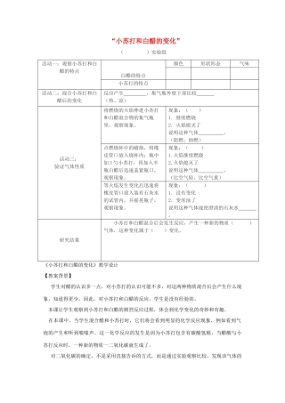 六年级科学下册 第二单元 物质的变化 4《小苏打和白醋的变化》教学设计 教科版-教科版小学六年级下册自然科学教案
