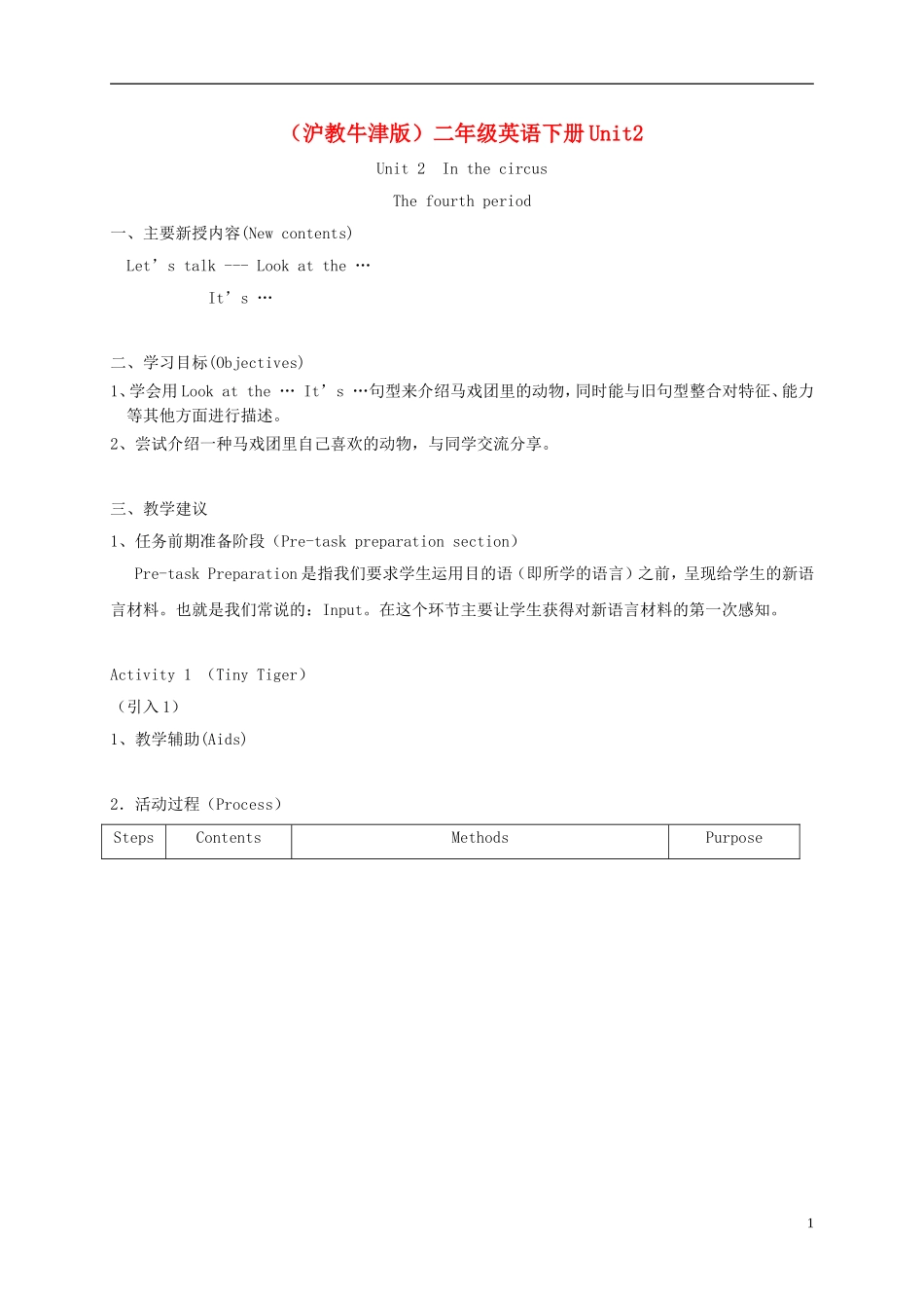 二年级英语下册 unit2 Lesson4教案 沪教牛津版_第1页