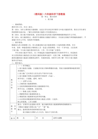 六年级科学下册 放大镜6教案 教科版