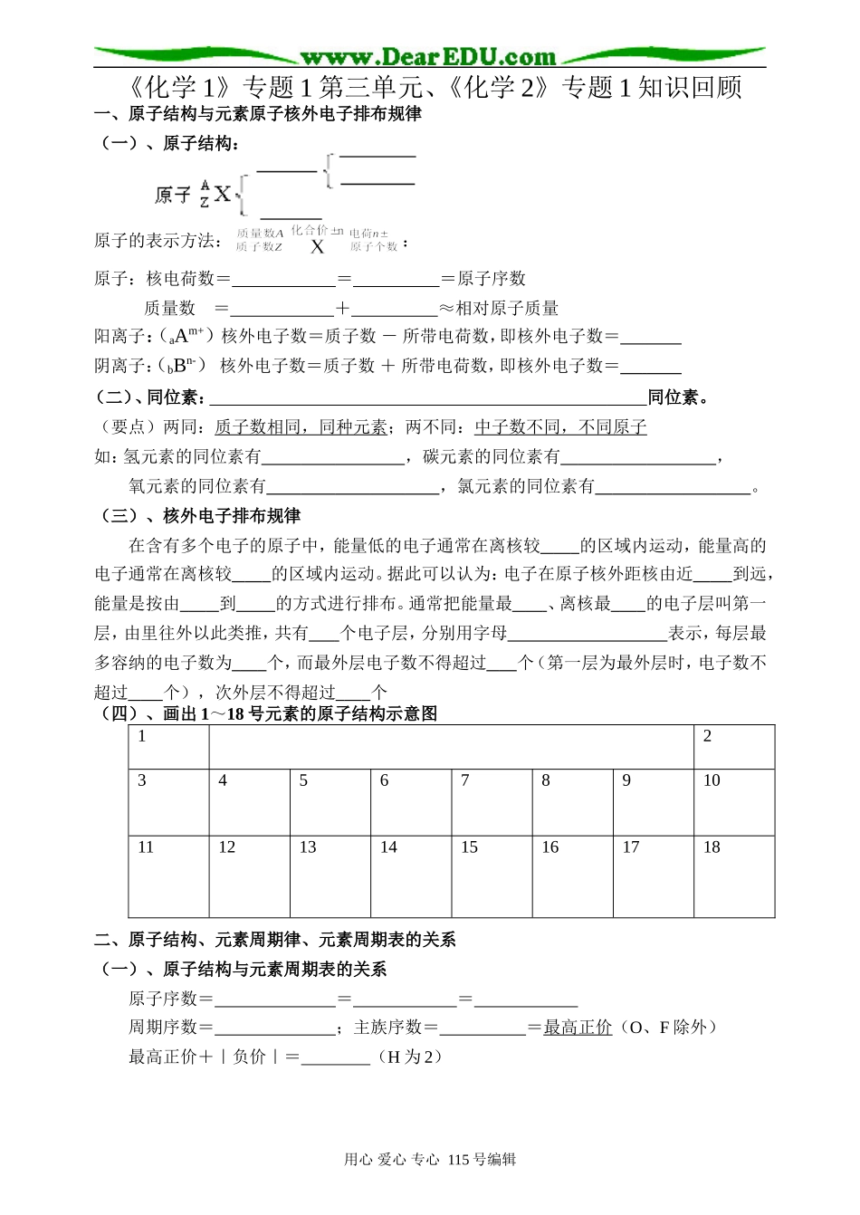 专题1揭示物质结构的奥秘练习_第1页