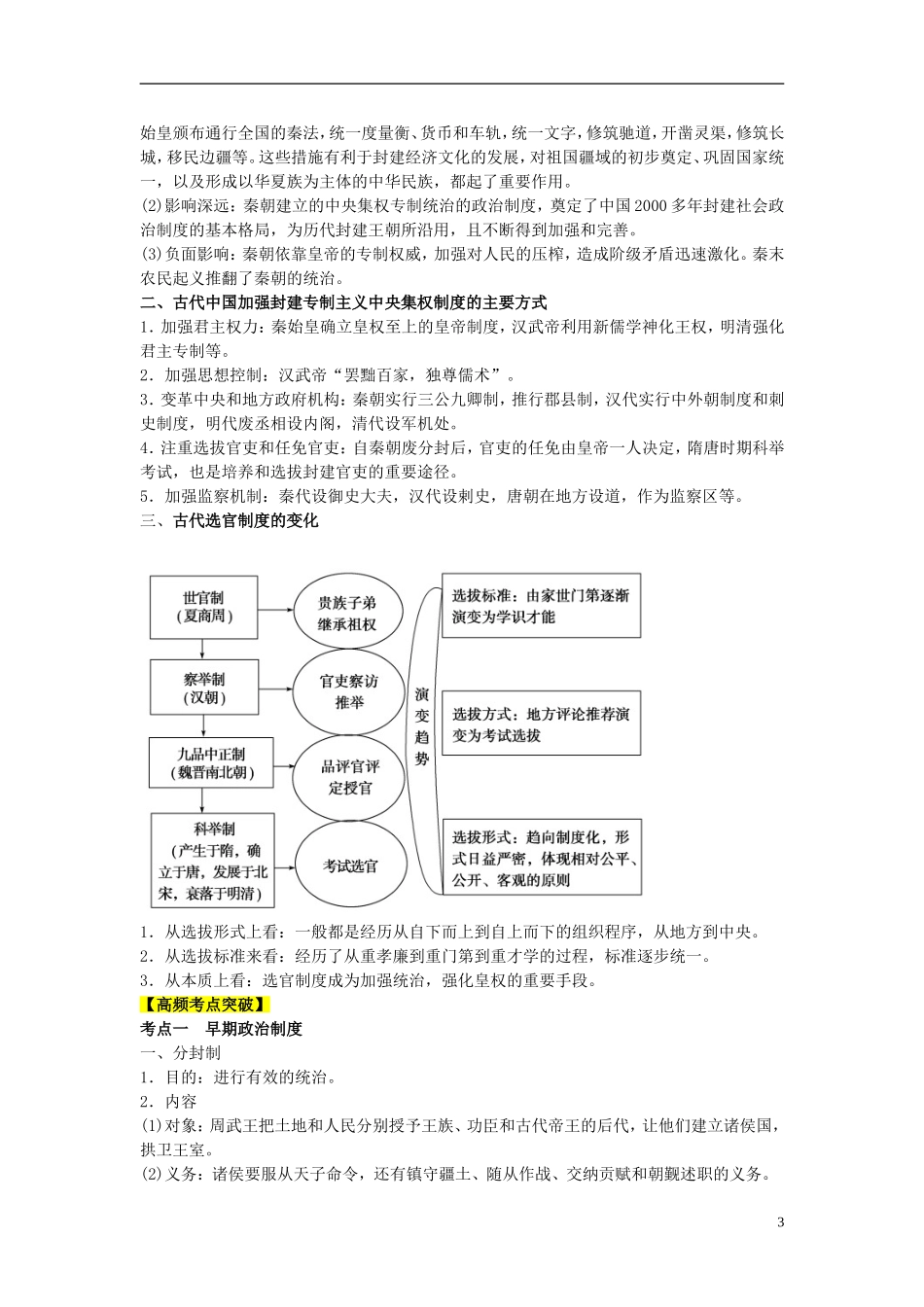 2013年高考历史二轮复习 精品资料专题01 中国古代的政治制度教学案（教师版）_第3页