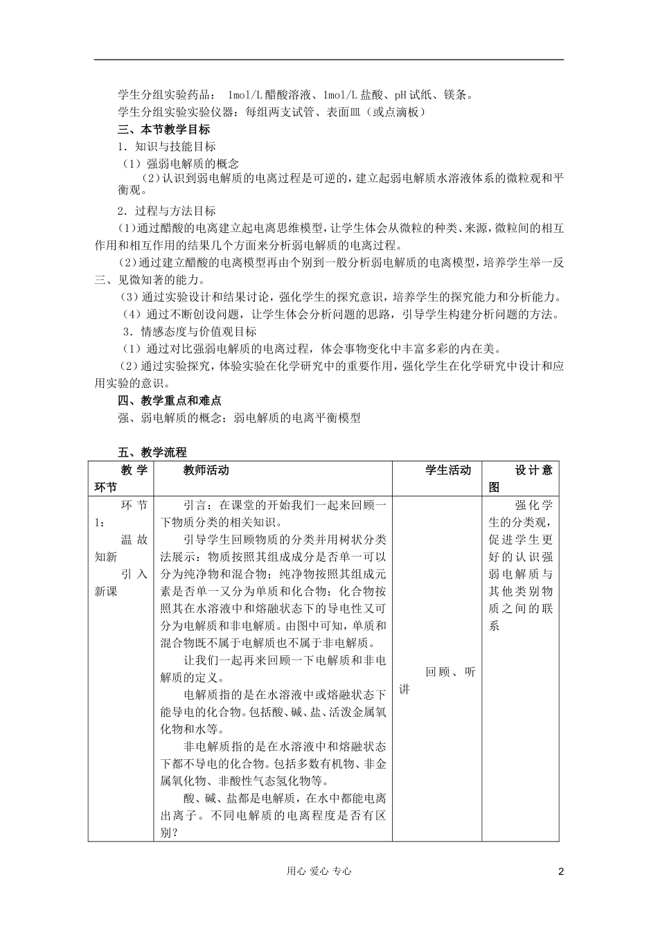 2011年10月海南省中学高中化学课堂教学评比 《弱电解质的电离》教案3 选修4_第2页