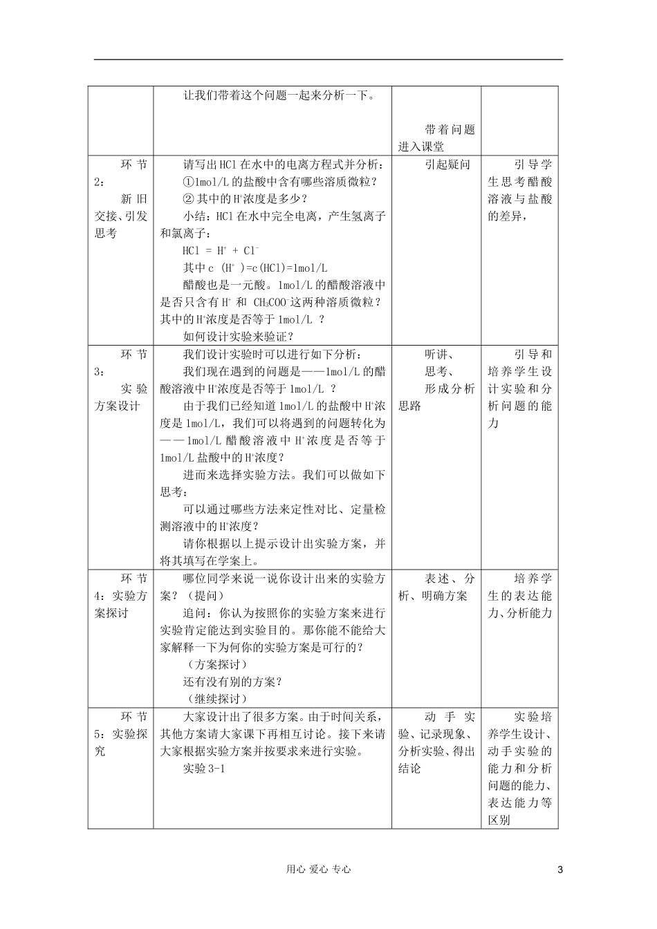 2011年10月海南省中学高中化学课堂教学评比 《弱电解质的电离》教案3 选修4_第3页