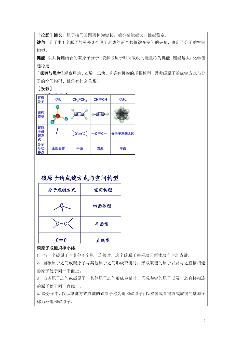 天津市梅江中学2014高中化学 1-2有机化合物的结构特点教案 新人教版选修5_第2页