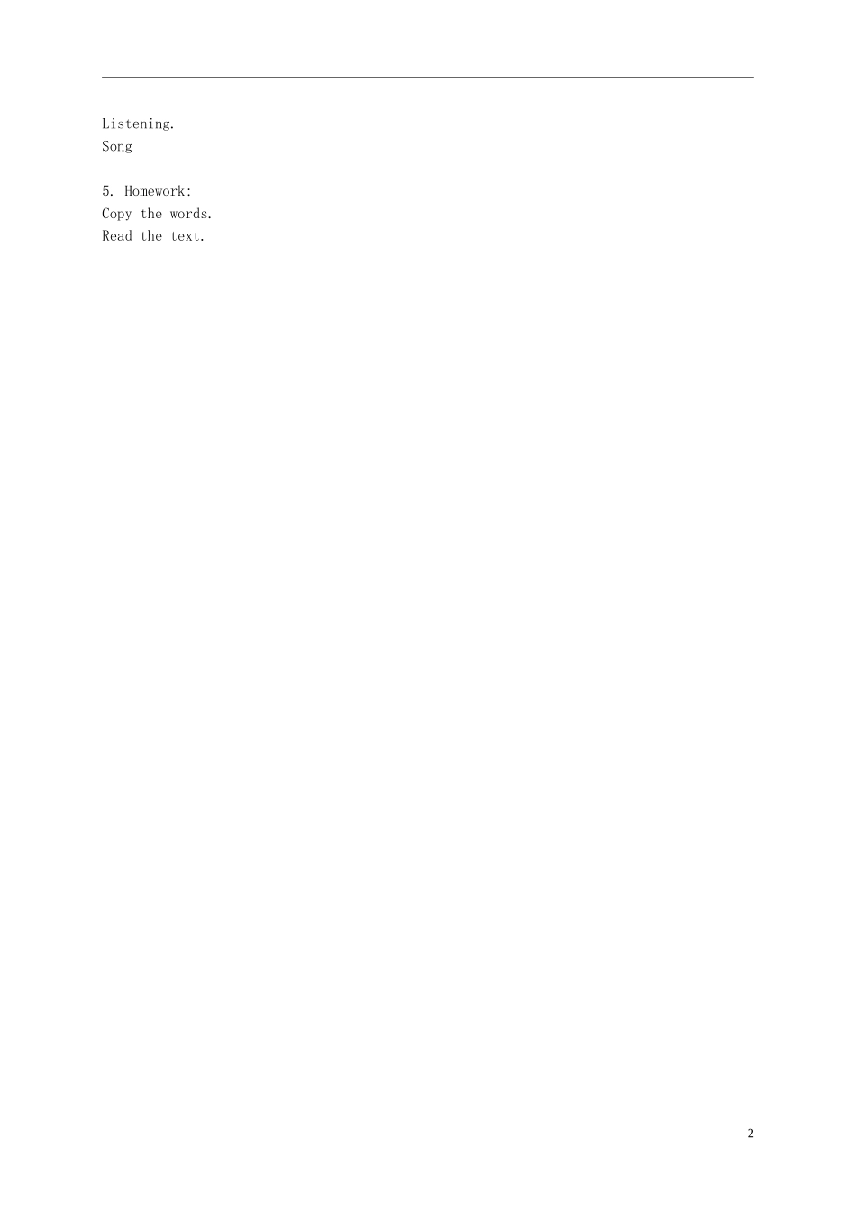 二年级英语下册 Unit 12 Lesson 68(1)教案 人教新起点_第2页