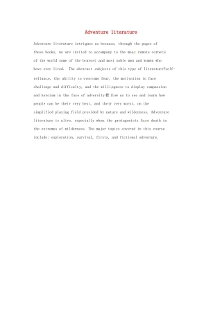 2014年秋高中英语 Module 3 Adventure in Literature and the Cinema Adventure literature训练 外研版必修5