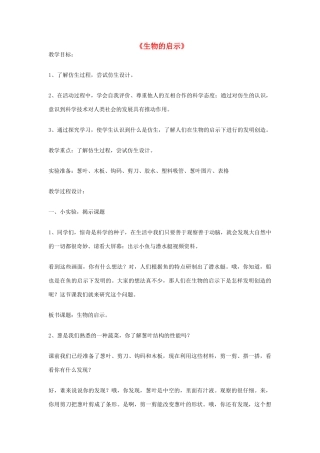 六年级科学上册 第5单元 25 生物的启示教案8 青岛版