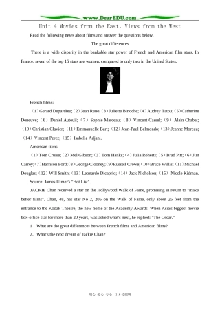 高中英语Unit 4 Movies from the East，Views from the West教案1