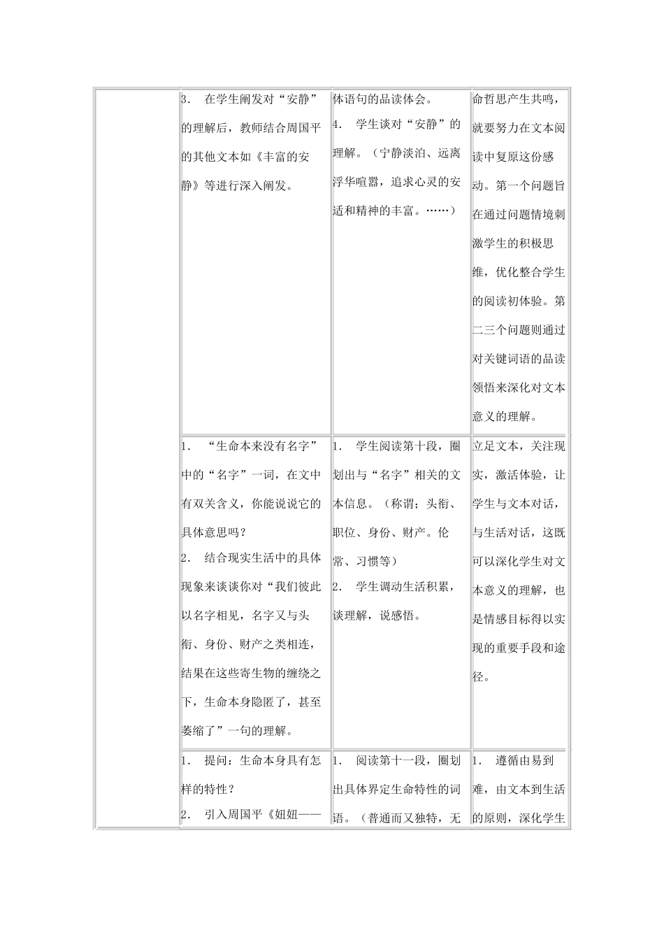 2011年高中语文 1.3《生命本来没有名字》教案 沪教版必修1_第3页