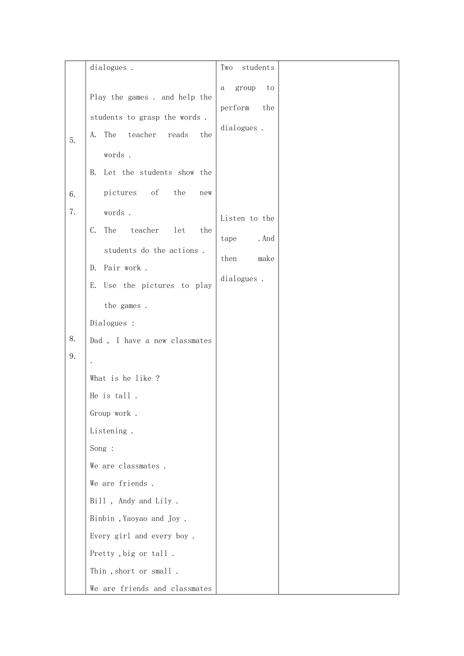 二年级英语上册 unit1 Lesson8-Lesson9教案 人教新起点_第2页