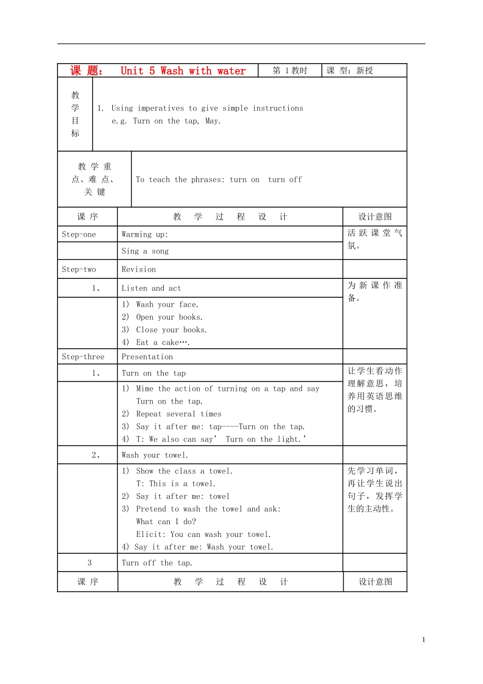 二年级英语下册 2B Unit5 Wash with water教案 沪教牛津版_第1页