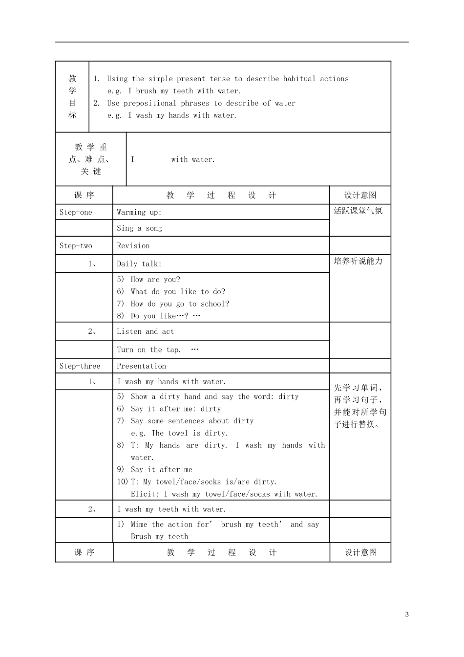 二年级英语下册 2B Unit5 Wash with water教案 沪教牛津版_第3页