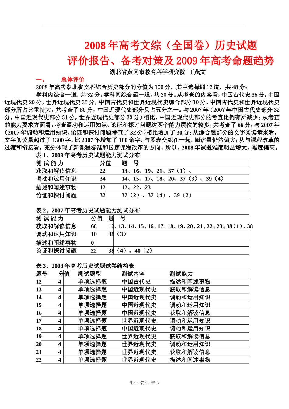 1.2009年命题趋势。备考对策。试题评价报告.._第1页