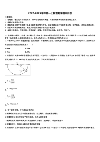 2022-2023学年吉林省长春市九台市师范中物理高一上期末经典模拟试题含解析