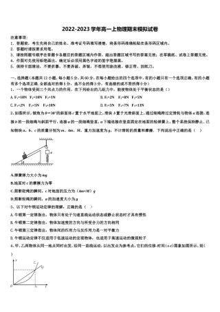 2022-2023学年九师联盟商开大联考物理高一上期末教学质量检测试题含解析