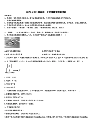 2022-2023学年内蒙古阿荣旗第一中学物理高一第一学期期末质量跟踪监视试题含解析
