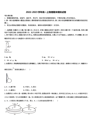 2022-2023学年广东省深圳市福田区耀华实验学校华文班物理高一第一学期期末复习检测模拟试题含解析