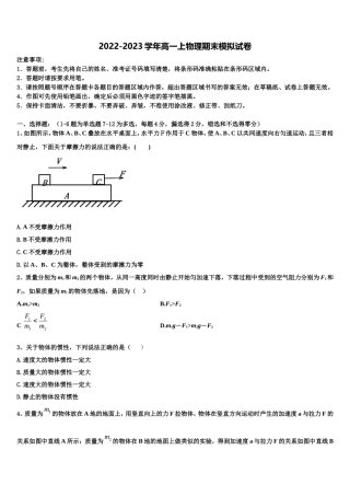 2022-2023学年河南省濮阳市建业国际学校高一物理第一学期期末教学质量检测试题含解析