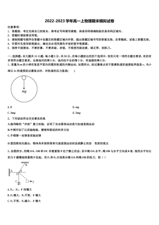 2022-2023学年广东省深圳市高一物理第一学期期末调研模拟试题含解析