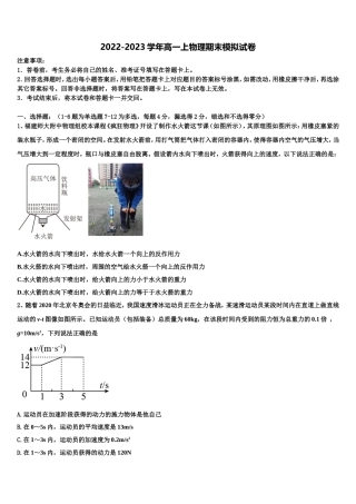2022年北京市朝阳区人大附中朝阳分校物理高一第一学期期末达标检测模拟试题含解析