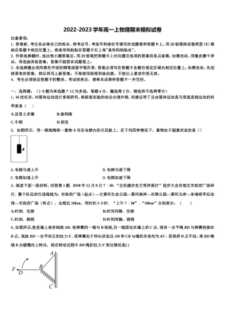 2022-2023学年广东省深圳市龙文教育物理高一上期末质量跟踪监视试题含解析