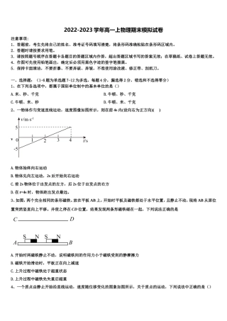2022-2023学年河南省通许县丽星中学物理高一第一学期期末达标检测模拟试题含解析