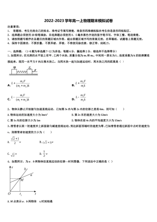 2022年河北省石家庄市晋州一中实验班物理高一上期末质量检测模拟试题含解析