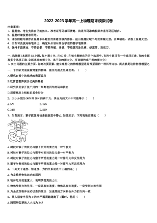 2022年北京市对外经济贸易大学附属中学物理高一第一学期期末复习检测模拟试题含解析