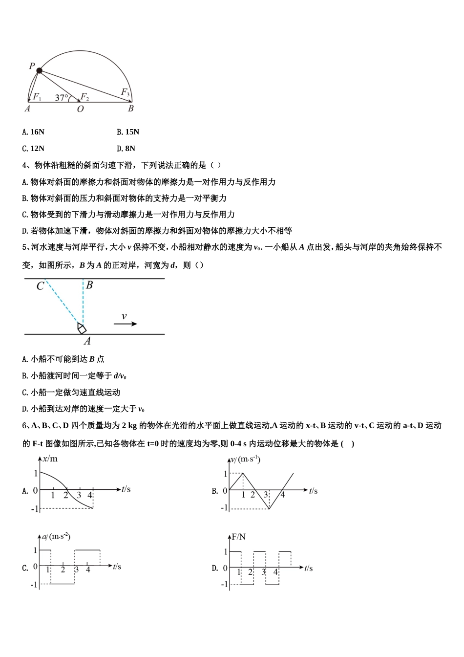 2022-2023学年上海市华东师范大学二附中物理高一上期末联考模拟试题含解析_第2页