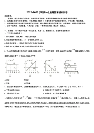 2022-2023学年甘肃省兰化一中物理高一第一学期期末预测试题含解析