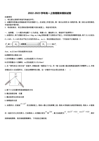2022-2023学年广东湛江市大成中学物理高一上期末联考试题含解析