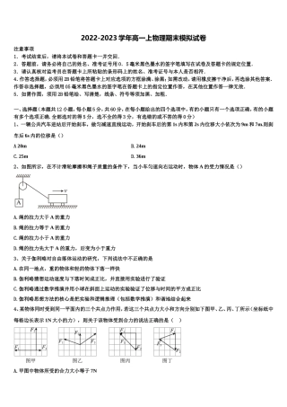 2022-2023学年上海市上海外国语大学附属外国语学校物理高一第一学期期末经典试题含解析