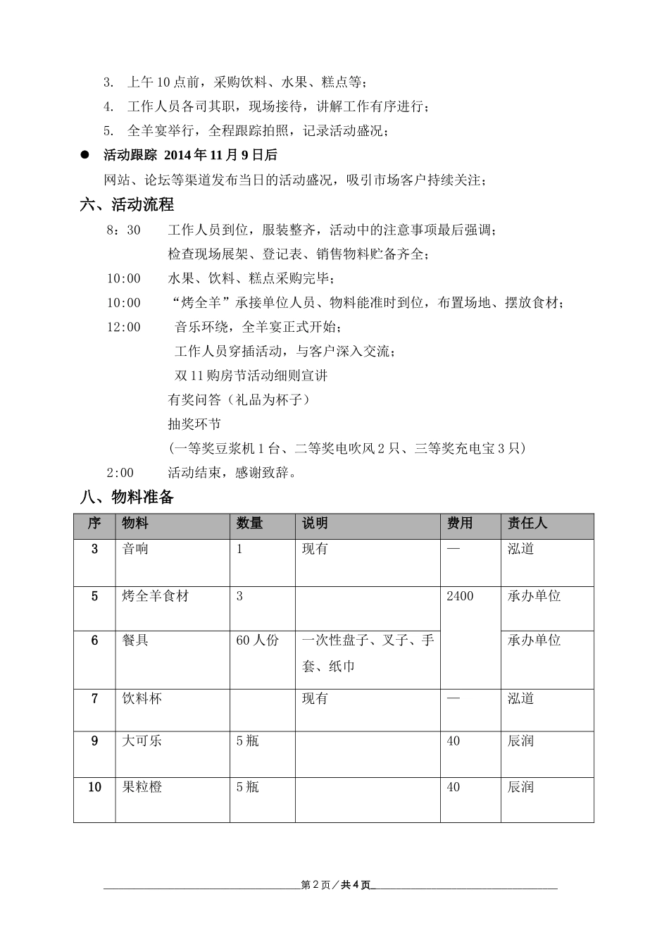 法式烤全羊活动执行方案_第2页