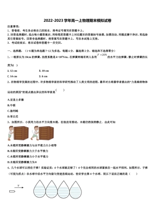 2022年河南省洛阳市栾川县实验高中物理高一第一学期期末联考模拟试题含解析