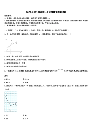 2022-2023学年四川成都实验中学高一物理第一学期期末教学质量检测试题含解析
