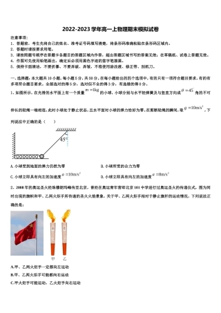 2022年北师大附中物理高一上期末经典试题含解析