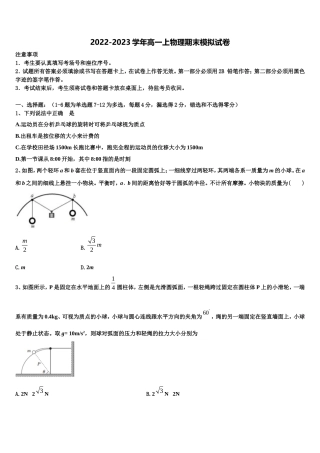 2022-2023学年贵阳市第一中学物理高一第一学期期末复习检测模拟试题含解析