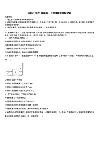 2022年山东省济南外国语学校三箭分校高一物理第一学期期末预测试题含解析