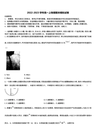 2022年山东省金乡县金育高级中学物理高一上期末经典试题含解析