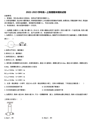 2022年山东省临沂市第十九中新物理高一第一学期期末联考试题含解析