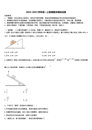 2022年江苏省南京师范大学附属扬子中学物理高一第一学期期末复习检测模拟试题含解析