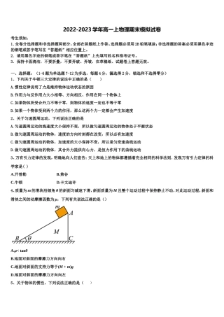 2022年山东省青岛经济开发区致远中学高一物理第一学期期末复习检测试题含解析