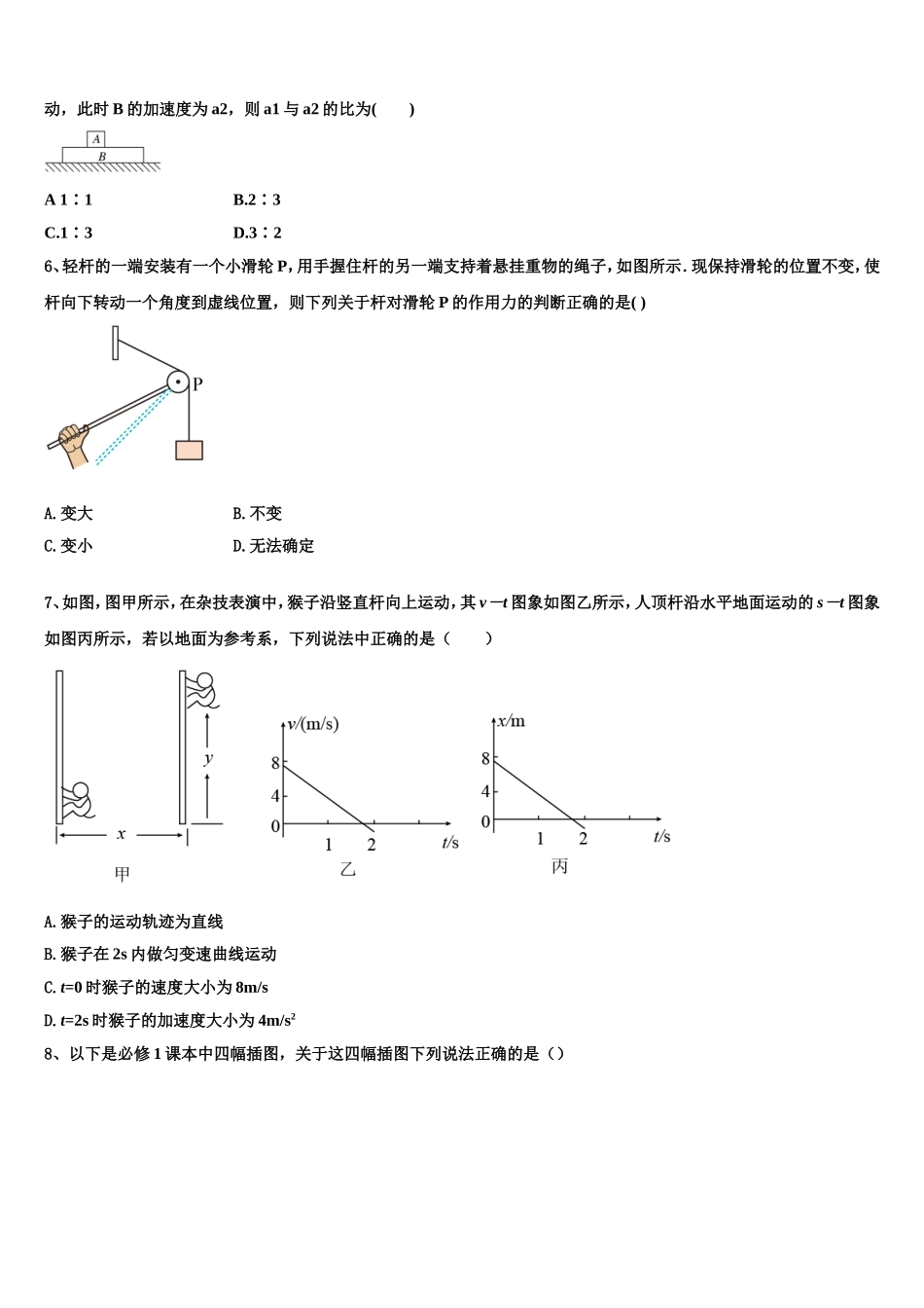 2022年江苏省南通巿物理高一第一学期期末学业水平测试试题含解析_第2页