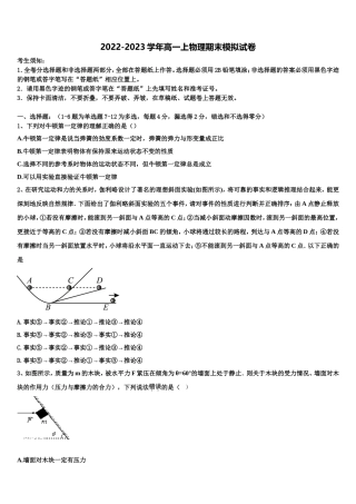 2022年湖北武汉市蔡甸区汉阳一中物理高一上期末调研试题含解析
