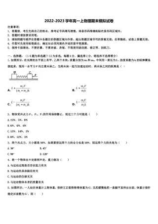 2022-2023学年四川省三台中学实验学校高一物理第一学期期末达标检测试题含解析