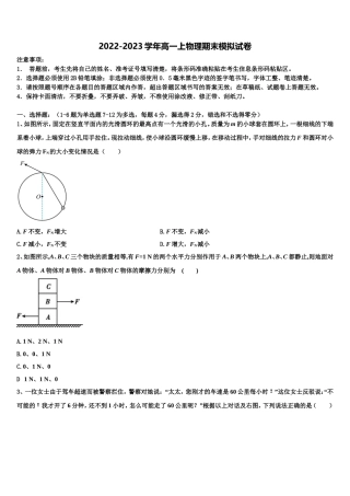 2022年湖南省百所重点名校大联考物理高一第一学期期末达标检测试题含解析