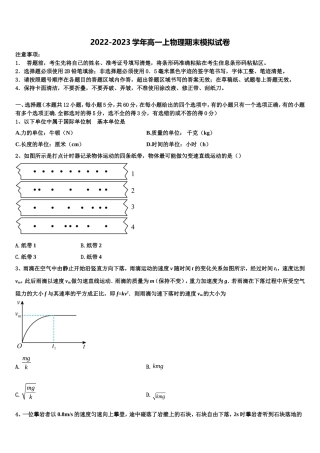 2022年山东新物理高一上期末监测模拟试题含解析
