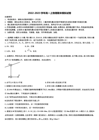 2022-2023学年湖北省随州市随县物理高一上期末质量跟踪监视试题含解析